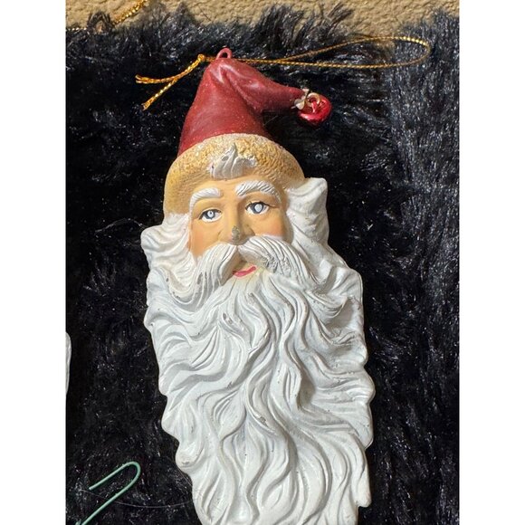 Vintage Handcrafted Santa Claus Ornament Set Of 5 With Red Hats & White Beards - Picture 5 of 12